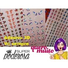 Kit com 30 cartelas com 2 adesivos(1par)  de unha 3D Com pedrinhas Strass Prontas com Base e Gel / adesivo de unha de natal
