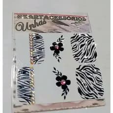 120 decorações de unhas de Zebrinhas totalizando 10 cartelas de 12 adesivos de Unhas com pedrinhas