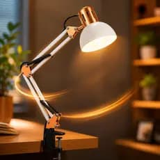 Luminária Abajur Pixar Luxo com Detalhes Rose Branca Preta Lisa - Articulada Regulavel Com Garra