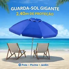 Guarda Sol Grande 2,40m Articulável Praia Piscina Proteção UV Colorido Verão