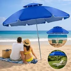 Guarda Sol Grande Gigante Uv 2,40m Item de Praia Piscina Respirável Verão Articulado Resistente Forte Amplo