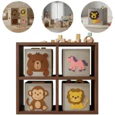✅Cesto Organizadores Infantis de Feltro com Animais 22L🐘🦁 🐵🐧 – Ideal para Brinquedos e Roupas🔝