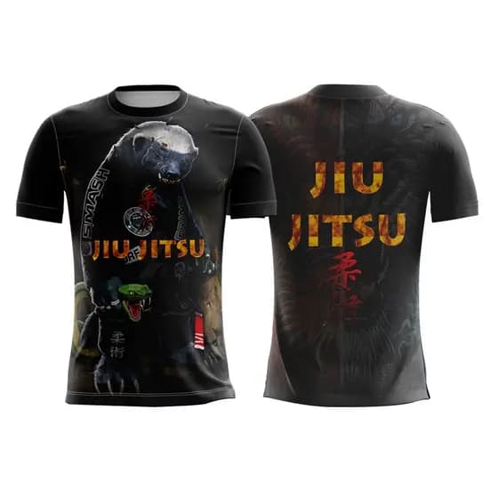 Camiseta Jiu Jitsu Urso Camisa BJJ Masculina Feminina Treino Luta Academia Esportiva Estampada Kimono Jiu Jitsu