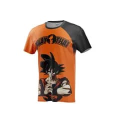 Camiseta Muay Thai Infantil Goku Camisa Criança Anime Masculina Treino Luta Academia Esportiva Estampada Dragon Ball