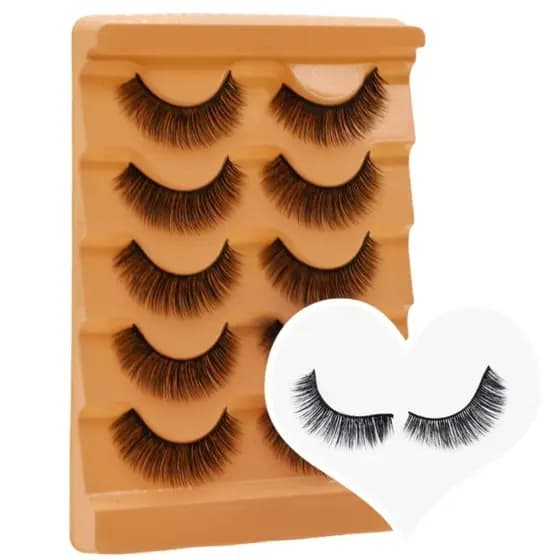 Cílios postiços longos naturais, grossos e finos, adequados para maquiagem nude, europeia e americana 8mm-12mm pacote com 5 pares