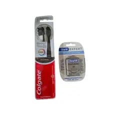 kit Escova de Dente Colgate Total Whitening 2 unidades Preto + Fio dental