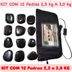 Kit 12 Pedras Quentes Vulcânicas Massagem + Bolsa Aquecedora Térmica 127v ou 220v