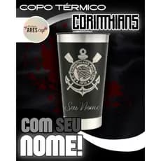 Copo Do Corinthians personalizado Preto Térmico C/tampa E Abridor473ml