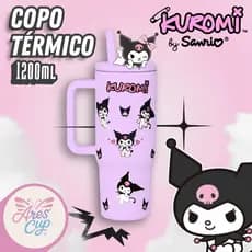 Copo Térmico Kuromi My Melody 1200ml Com Canudo Tampa DTFUV