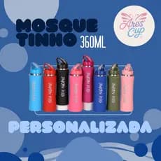 Garrafa Térmica Inox Squeeze Com Bico Flip Com Chaveiro Emborrachado 350ml