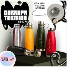 Garrafa Termica 850MLQuente Frio Personalizada Inox Colorida Academia Grande
