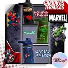 Garrafa Marvel 360ml Térmica Vingadores Garrafinha infantil