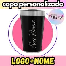 Copo Térmico Personalizado C/ Nome Logo Time C/ Tampa 500ml