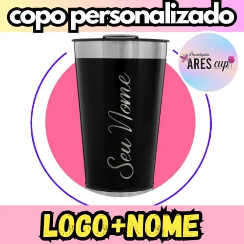Copo térmico 473ml personalização a laser, nome, logo, imagem, frase , aço inox alta qualidade