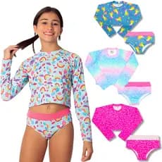 Biquíni cropped praia piscina infantil juvenil proteção UV50 Diju Kids