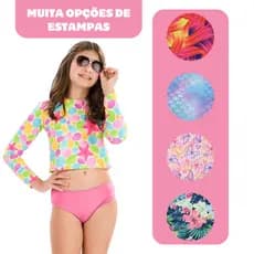 Conjunto Cropped Praia Infantil Menina Proteção Solar UV50