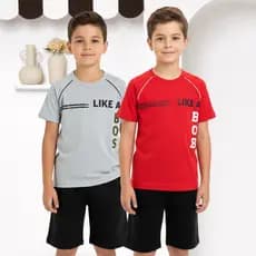 Conjunto Masculino Infantil Verão Like a Boss Vermelho e Branco
