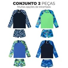 Conjunto Raglan Infantil e Juvenil Raglan + Sunga Bebe Menino Com Proteção UV50 Diju Kids