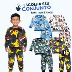 Conjunto Moletom Infantil Masculino Peluciado Inverno Quentinho (1 ao 3 Anos) Roupa de Frio Menino