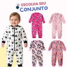 Macacão Peluciados Estampados Mantinha Macaquinho em Flecee Bebê Menina - M ao 3