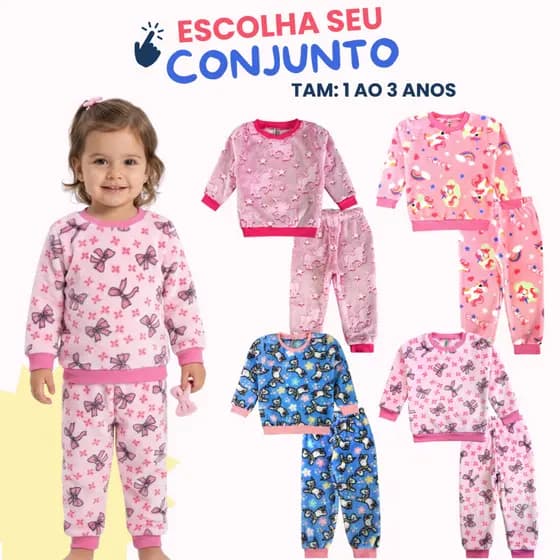 Conjunto de Inverno para Menina em Flecee Peluciado – Conforto e Estiloso 1 ao 3