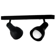 Lustre Luminária Teto Trilho Eletrificado 2 Spot Duplo Lâmpadas E-27 Preto Articulado Direcionavel Led 360° Sobrepor