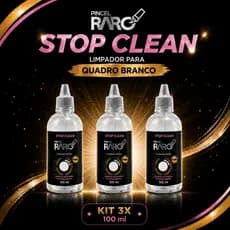 Kit 3 Limpadores Stop Clean Quadro Branco Lousa 100ml Removedor Tinta Permanente Cola Multiuso Ação Forte Escolar Kit 3