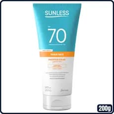 Protetor Solar Corporal e Facial com Toque Seco e Alta Proteção Sunless FPS60 ou FPS70 com 200g