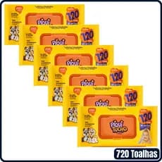 Kit 6 Pacotes de Toalhas Umedecidas Piquitucho Premium com 120 unidades cada