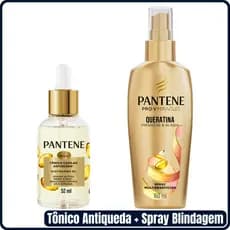 Kit Tônico Capilar com Biotinamina Pantene Antiqueda 52ml + Spray Protetor Térmico Queratina Preenche & Blinda 160ml