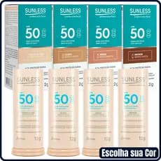 Protetor Solar Facial em Bastão com Cor Sunless Stick com Base Extra Clara, Clara, Média ou Bronze FPS50 12g