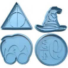 Harry Potter Kit 4 Cortador Marcador Biscoito Pasta Cookie