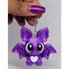 Chaveiro MAXI Morcego Fofo Roxo 4x4cm | Pingente Miniatura 3D | Termoplástico Durável