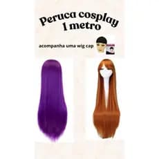 Peruca Cabelo Orgânico Cosplay liso 1metro Várias Cores Mangá Anime Fantasia