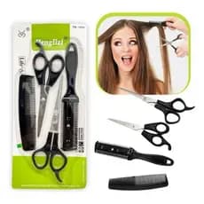 ￼Kit Para Cortar Cabelos E Barbas C/ Pente Navalha E Tesouras