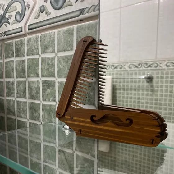 Pente de Madeira Alisador p/ Barba e Bigode Presente Dia dos Pais
