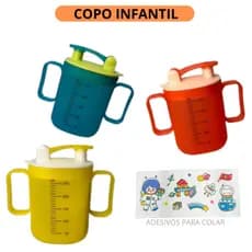 Copo Infantil Antivazamento de Transição Com Alça e Tampa Menino e Menina Bebê 250ml Treinamento