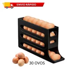 Porta Ovos Deslizante Organizador Para Geladeira De 4 Camadas Automática Rolantes 30 Ovos Dispenser