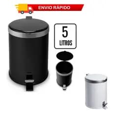 Lixeira 5 litros pedal escritório banheiro cozinha casa Preta Oferta Top
