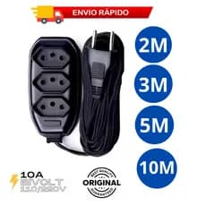 Extensão elétrica 2 Metros Extensão de Energia 3 Tomadas com 3 metros 5 metros 10 metros Bivolt