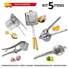 Espremedor de Limão + Laranja + Alho + Amassador de Batata + Baurutex Sanduicheira Triturador em Alumínio Fundido Forte