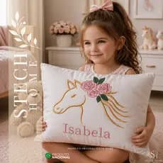 Almofada almofadinha 40x25cm - Bordado de cavalo com o nome Presente Infantil