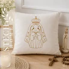 ALMOFADINHA DECORATIVA CHEIA COM REFIL E ZIPER FÉ RELIGIOSA CRISTÃ CATOLICA