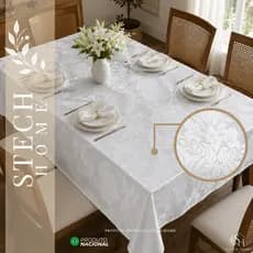 TOALHA DE MESA JACQUARD l JACAR LUXO l TEXTURIZADA l DECORAÇÃO MODERNA l MESA POSTA l 6 LUGARES