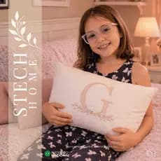 ALMOFADA ALMOFADINHA DECORATIVA COM INICIAL PERSONALIZADA E RAMOS - MENINO MENINA