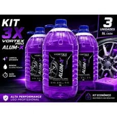Kit 3x Alum-X 5L Vortex Pro Tipo ALUMAX Vonixx Desincrustante Ácido Atacado Limpa Rodas Motor Chassi Carro Caminhão
