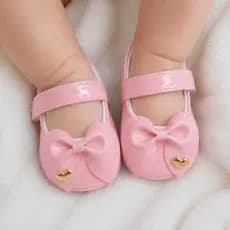 Sapatilha Infantil Para Menina Verniz Sapatilha Com Laço Coração Sapatinho Bebes Menina Delicado