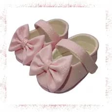 Sapatilha Infantil Para Menina Glitter Laço Rosa Para Bebes Menina Sapatinhos De Bebes Brilho