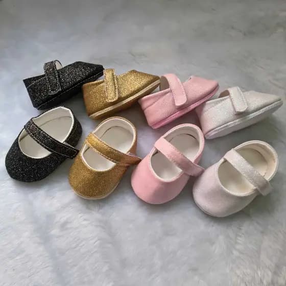 Sapatilha Infantil Para Menina Glitter Lisa Para Bebês Menina Sapatinhos Batizado Aniversário