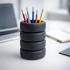 Porta Lápis Pneu F1 3D | Organizador de Mesa Automotivo Gamer | Decoração Escritório Carros | Presente Criativo